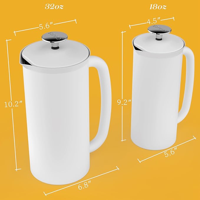ESPRO P7 French Press Coffee Maker - Double-Walled Stainless Steel Insulated with Micro-Filter, 32 Ounces, Matte White