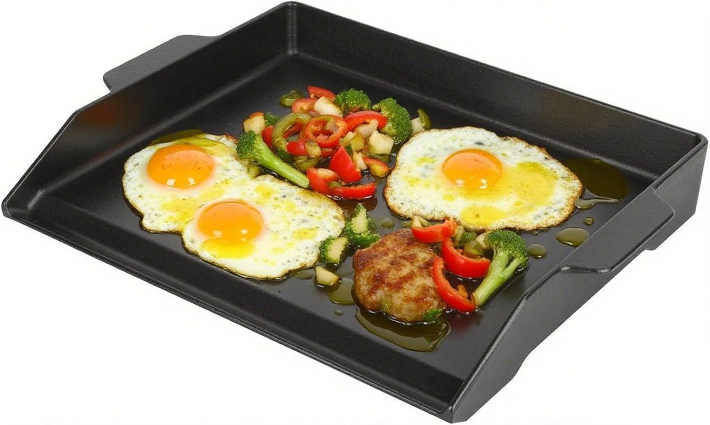 DcYourHome Universal Flat Top Griddle for Gas Grill, Gas Stove,Grill Flat Insert for Outdoor Grills, Stove-Top Griddles for 4 Burner Range Oven, 18.6" × 14" Large Nonstick Cast Iron Cooking Griddle
