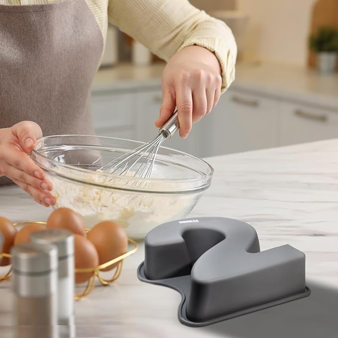 Dioycli Large Number Cake Pans for Baking 3D Cake Silicone Cake Mold DIY Personalized Cake Pan for Birthday and Wedding Anniversary Number 2 Cake Pan of 10 Inch