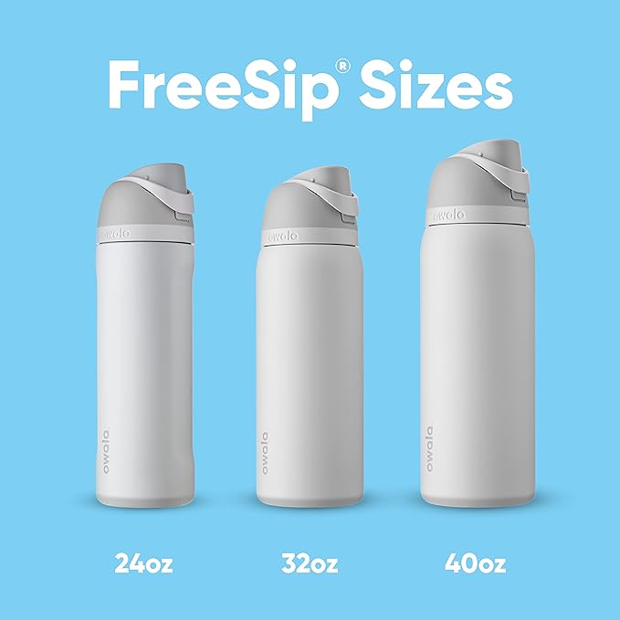 Owala FreeSip Insulated Stainless Steel Water Bottle with Straw, BPA-Free Sports Water Bottle, Great for Travel, 24 Oz, Shy Marshmallow
