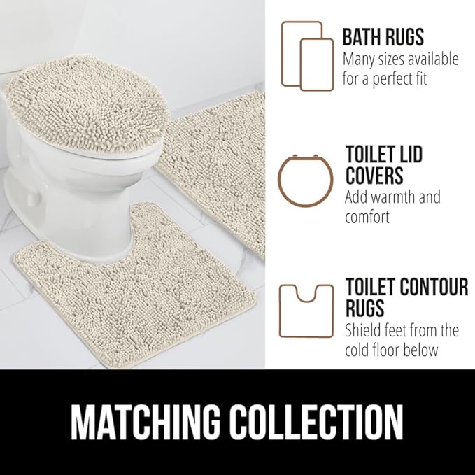 GORILLA GRIP Bath Rug Mat 44x26, Thick Absorbent Chenille, Quick Dry Microfiber Mats, Rubber Backing Washable Shower Floor Rugs, Bathmat Runner, US Designed Bathroom Home Decor Accessories Dusty Cloud