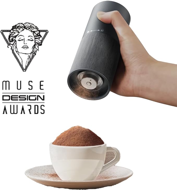 CERA+ Portable Coffee Bean Grinder,Electric Coffee Grinder,Coffee Grinder with 90 Precise Grind Setting,Auto‑Stop & One-Button,Burr Coffee Bean for Espresso,Pour-Over, French Press Moka, with Bag