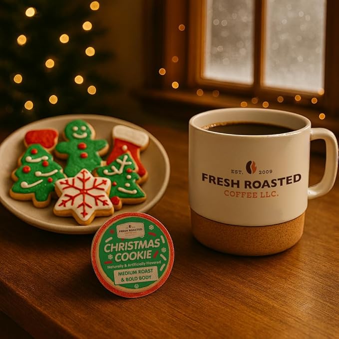 Fresh Roasted Coffee, Christmas Cookie, Flavored Coffee Pods, K-Cup Compatible, 24 Count