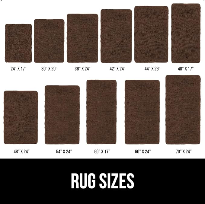 GORILLA GRIP Bath Rug Mat 30x20, Thick Soft Absorbent Chenille, Quick Dry Microfiber Mats, Rubber Backing Washable Shower Floor Rugs, US Designed Bathroom Bathmat Home Decor Accessories, Brown