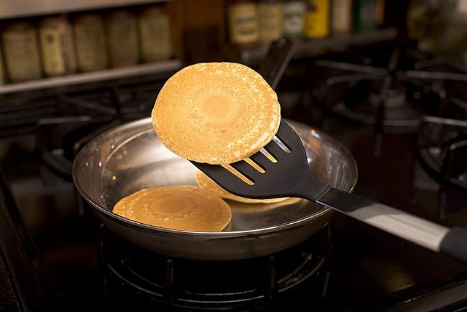 Spatulas Heat Resistant Silicone and Stainless Steel – Tongs and Turners with Rubber Grip - Flexible Silicone Spatula Tongs for Cooking and Non Stick Cookware – Cooking Utensils 4-Set