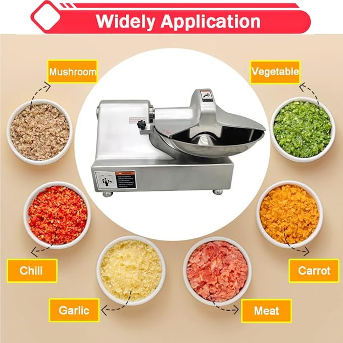 5.5L Commercial Food Processor 550W Electric Meat Vegetable Chopper Multifunctional Food Grinder Blender Cutter for Meat Vegetables Fruits Ginger Garlic 1400r/min