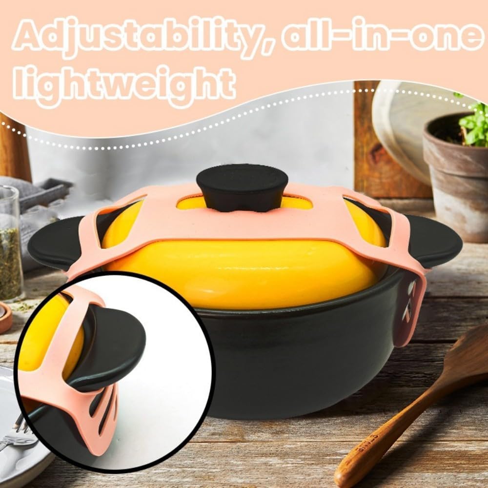 Silicone Lid Lock Strap for Crockpot Slow Cooker (6/7/8 Quart) - Universal Crockpot Lid Holder & Rubber Strap Alternative | Heat-Resistant, No-Spill Design Transport Accessories (Black)