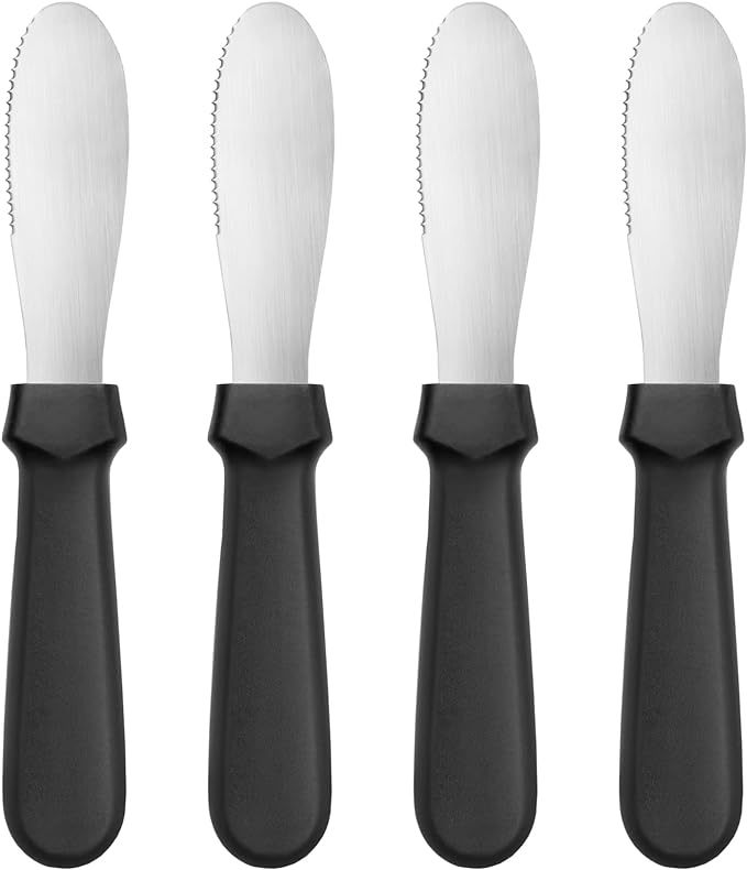 New Star Foodservice 43013 Plastic Handle Butter Spreader, 8.75-Inch, Black, Set of 4