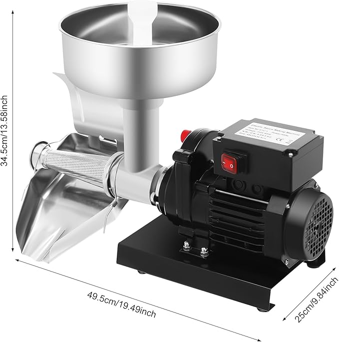 Electric Tomato Sauce Maker, 450W 110V Tomato Juicer Tomato Processor Stainless Steel Vegetables & Fruits Grinder for Homemade Tomato Sauce Strawberry Jam Blueberry Puree Healthy