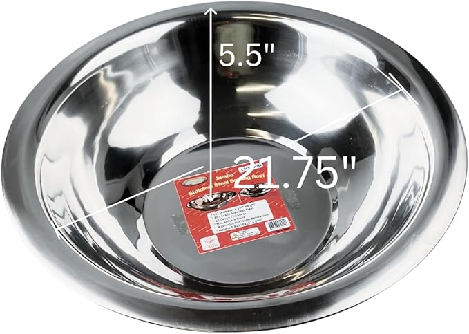 Stainless Steel Serving Bowl | 22" Diameter, 6" Deep | Ideal for Large Gatherings | Multi-Functional & Elegant