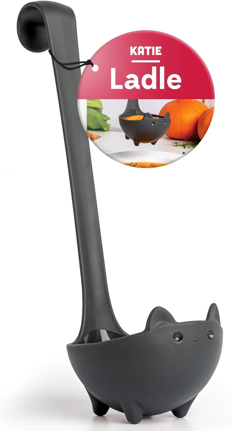 OTOTO Katie Cat Soup Ladle - Halloween Gifts Black Cat, Gothic Gifts, Gifts for Cat Lovers - Spooky Cat Gift, Cute Kitchen Accessories, Fun Gifts (Katie Cat, Black)