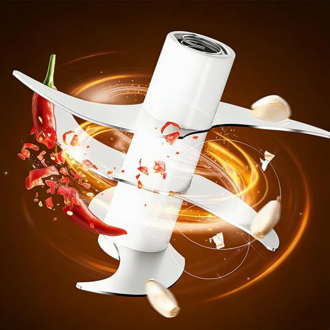 Electric Garlic Chopper, Mini Portable Veggie Chopper, 4/6 Stainless Steel Blades Small Food Processor with USB Rechargeable Wireless, One-Touch Operation for Garlic, Onion & Vegetables (Six knives,B)