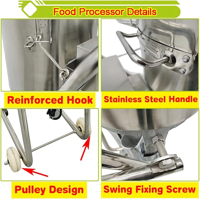 Commercial Food Processor 32L Stainless Steel Meat Vegetable Chopper Food Cutter 1800W Meat Grinder Meatball Beater Blender for Fruit Vegetable Grains Garlic