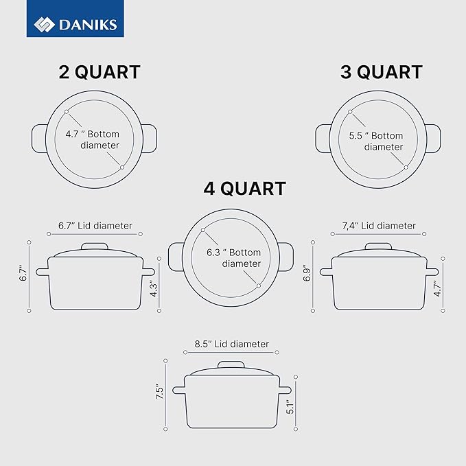 Daniks Orlando 10-Piece Stainless Steel Cookware Set with Glass Lids, Includes Saucepan, Tri-Ply Bases for Even Heating, Induction Compatible, Dishwasher Safe, Heatproof Handles