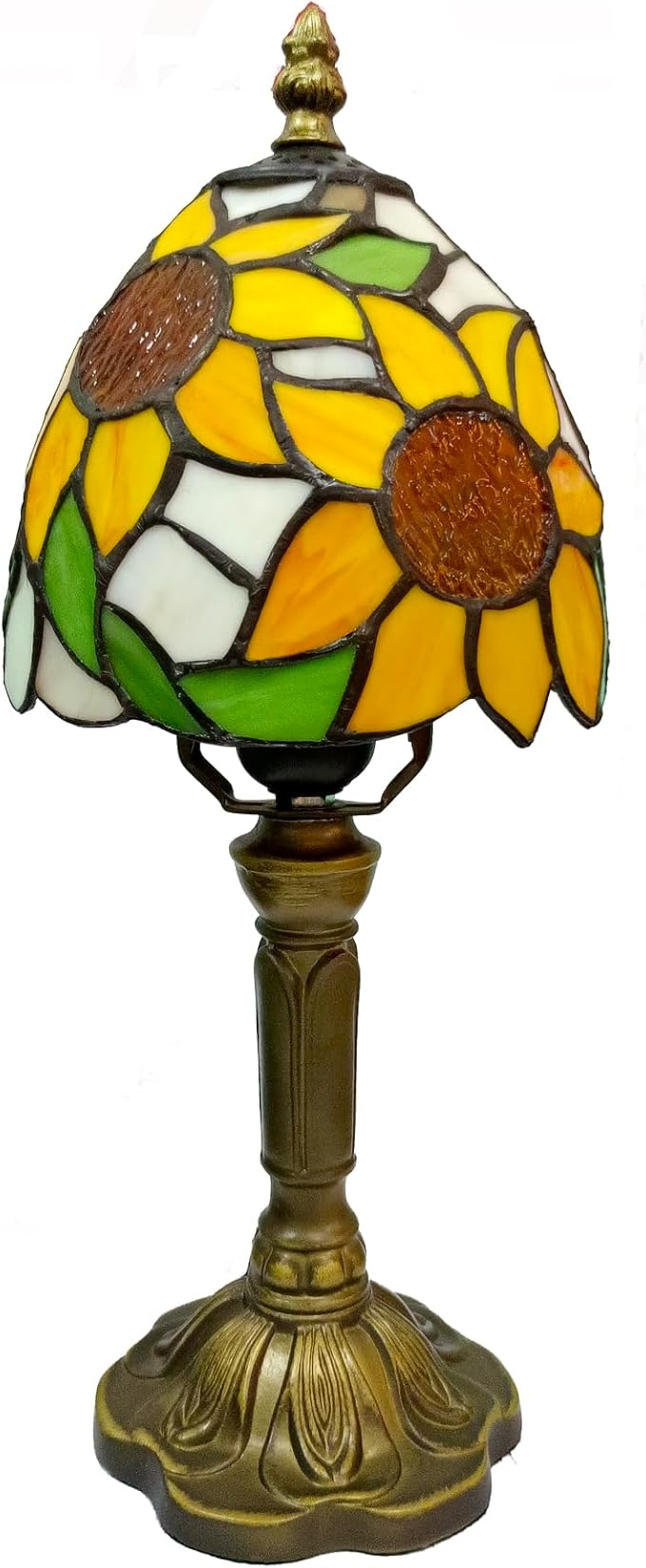 Tiffany Style Table Lamp,Sunflower Stained Glass Lamp,6 Inch Small Antique Bedside Lamp, for Bedroom Living Room Home,Included Dimmable LED Bulb 8W