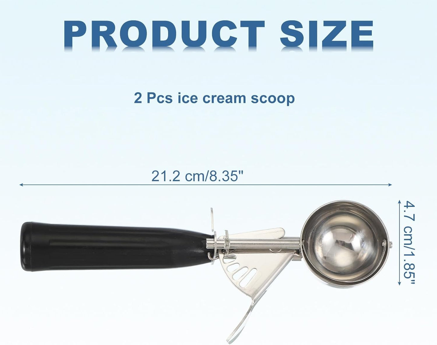 uxcell 2 Pcs Cookie Scoops, Ice Cream Scoop with Trigger for Baking Cookie Dough Rice Pudding Kitchen Gadget, Black