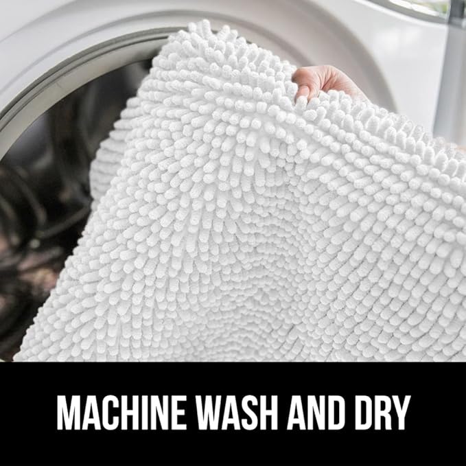 GORILLA GRIP Bath Rug Mat 42x24, Thick Soft Absorbent Chenille, Quick Dry Microfiber Mats, Rubber Backing Washable Shower Floor Rugs, Bathmat Runner, US Designed Bathroom Home Decor Accessories White