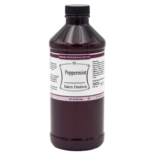 LorAnn Oils Peppermint Bakery Emulsion: True Essence, Ideal for Boosting Fruit Tones in Cakes, Cookies & Desserts, Gluten-Free, Keto-Friendly, Extract Substitute Essential for Your Kitchen, 16 Oz