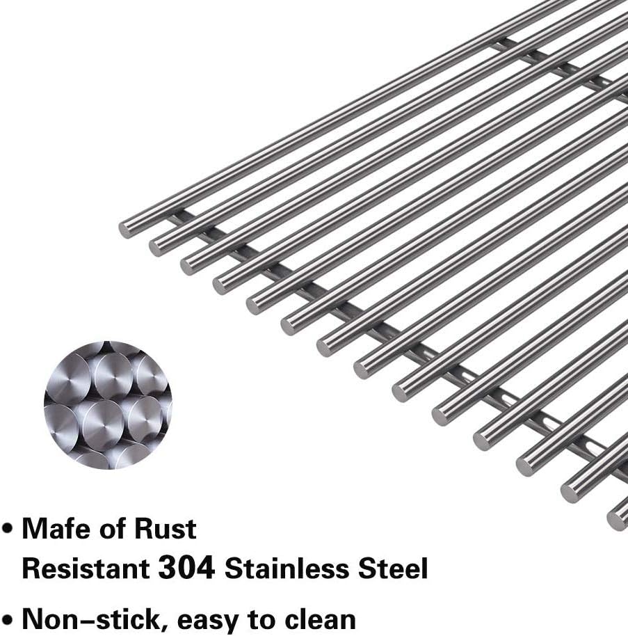 SF4104 (4-Pack) 17.75" Stainless Steel Cooking Grates Replacement for Gas Grill Models Brinkmann 810-3660-S 810-3661-F 810-9610-F 810-9620-0 810-6680-s and Smoke Canyon GR2002401-5C-00,Set of 4