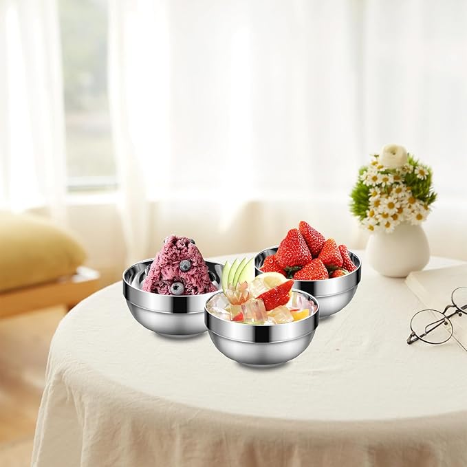 Stainless Steel Bowls, 10 Pack 15 Oz Stainless Bowl Stackable Mixing Bowls Stainless Steel Mixing Bowls, Double Wall Kitchen Bowl Set For Sauces, Rice, Noodle, Ice Cream