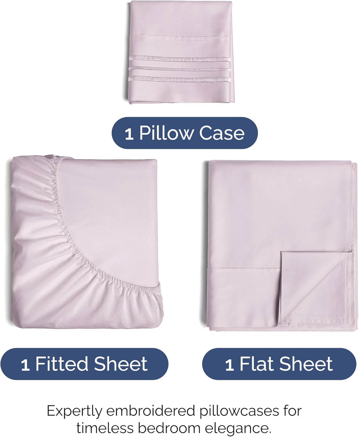 Twin XL Size 3 Piece Sheet Set - Comfy Breathable & Cooling Bed Sheets Set - Hotel Luxury Bedding for Women, Men, Kids, Teens, Boys & Girls - Deep Pockets and Wrinkle Free - Oeko-Tex - Light Lavender