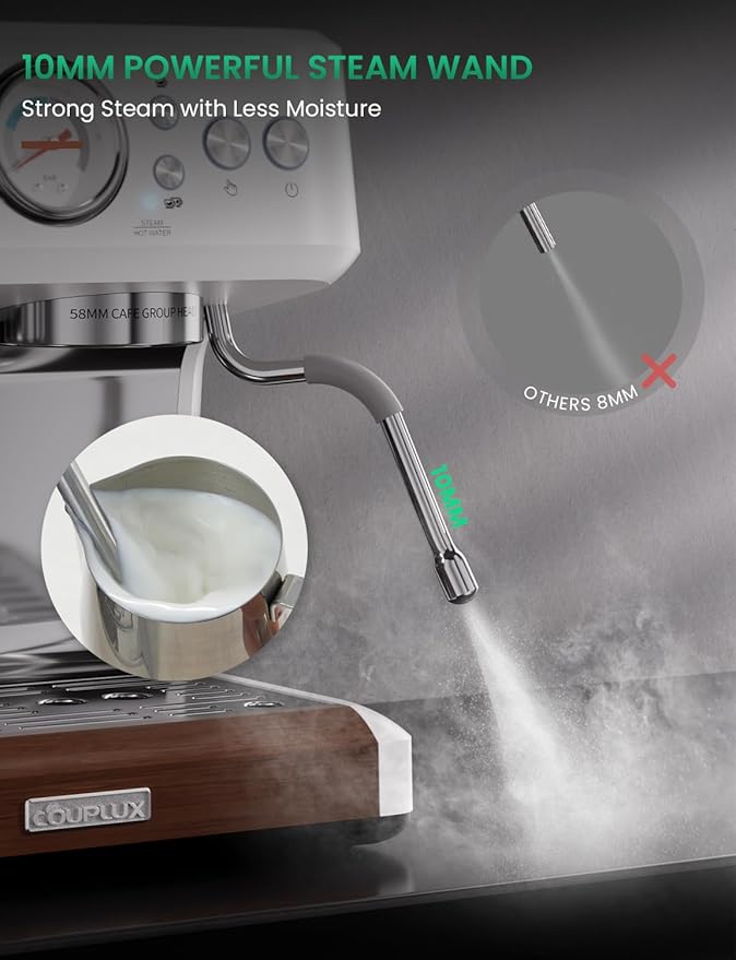 Espresso Machine, 58MM Professional Espresso Machine with Grinder Powerful Milk Frother Steam Wand 15 Bar Espresso Coffee Machine For Home Cappuccino & Latte Machine Stainless Steel