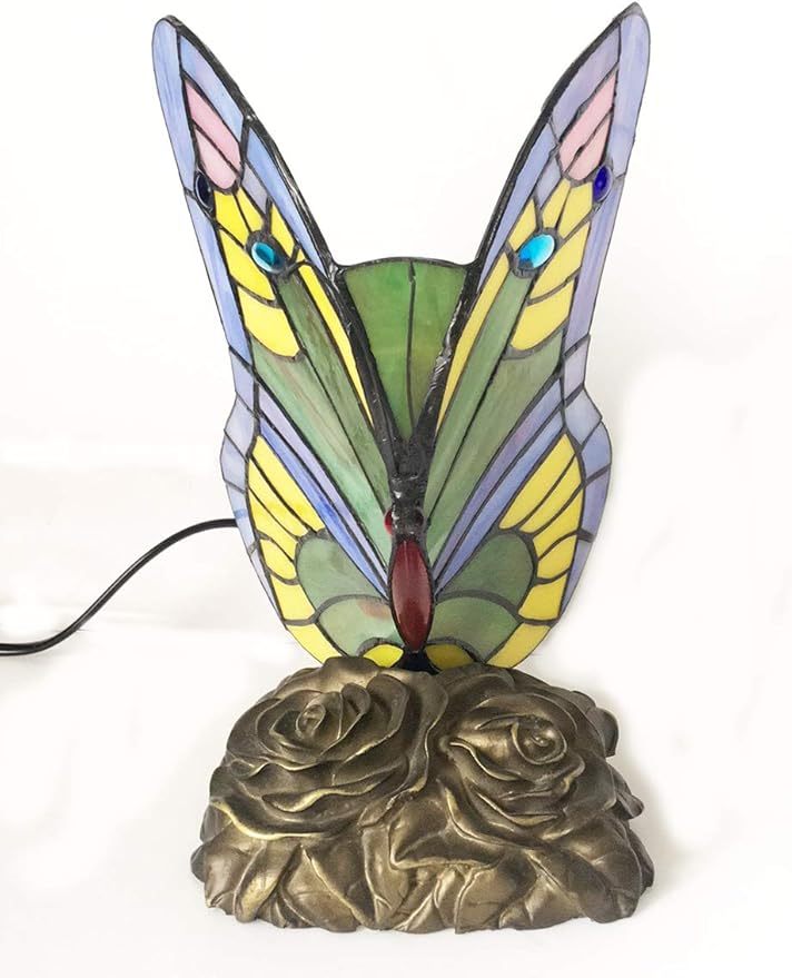 HUIMEIJU Tiffany lamp Butterfly Blue Glass HMJ8060 Stained Glass Style Butterfly Table lamp Tiffany