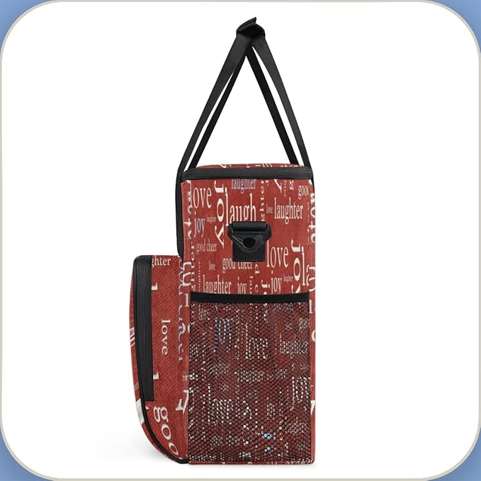 cfpolar Love Joy Laugh Letter Red Coffee Maker Carrying Bag, Portable Single Serve Coffee Brewer Case with Pockets for K-Cup Pods