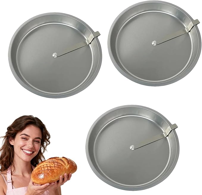 9.7" Easy Release Cake Pan For Baking, Cake Pan With Lever, CakePan With Swivel Blade, Quick Release Easy Out CakePan, Round Cake Baking Pans Tins, Non-Stick, Effortlessly Bake (3PC)