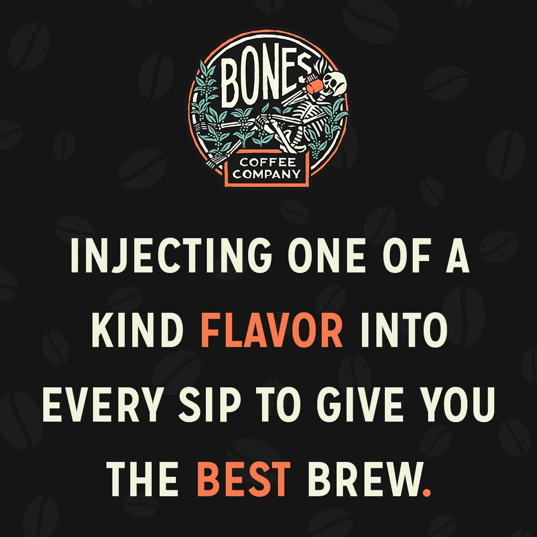 Bones Coffee Company Macamaniac, Macadamia and Coconut Flavored Coffee, Medium Roast Low Acid Arabica Beans Compatible with Auto drip and French Press Coffee Maker, 12 Oz Ground