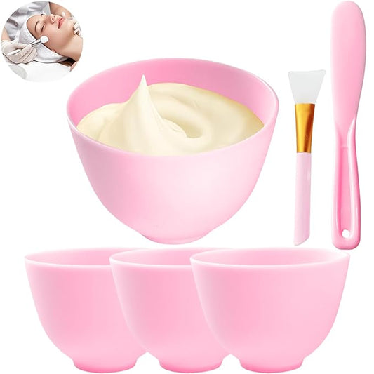 6Pcs Silicone Face Mask Mixing Bowl, Silicone Bowls for Facials, DIY facial mask mixing bowl for Home Salon Spa Face Skin Applicator Bowl, Pink