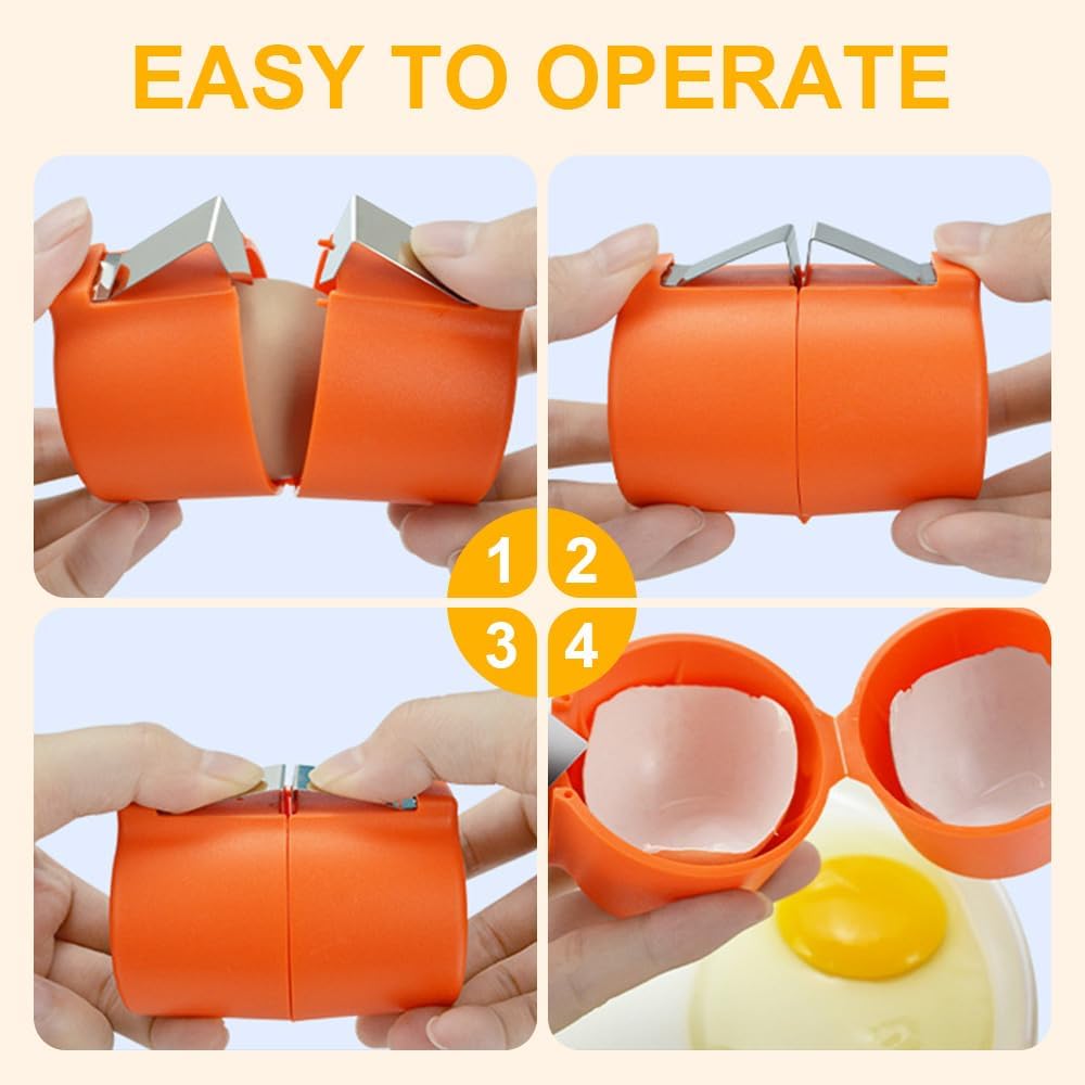 2025 Premium Egg Shell Opener, Egg Shell Cutter Eggs Shell Separator for Raw Eggs, Multifunctional Egg Cutter Egg Cracker Separator for Home Kitchen Gadgets (Red)