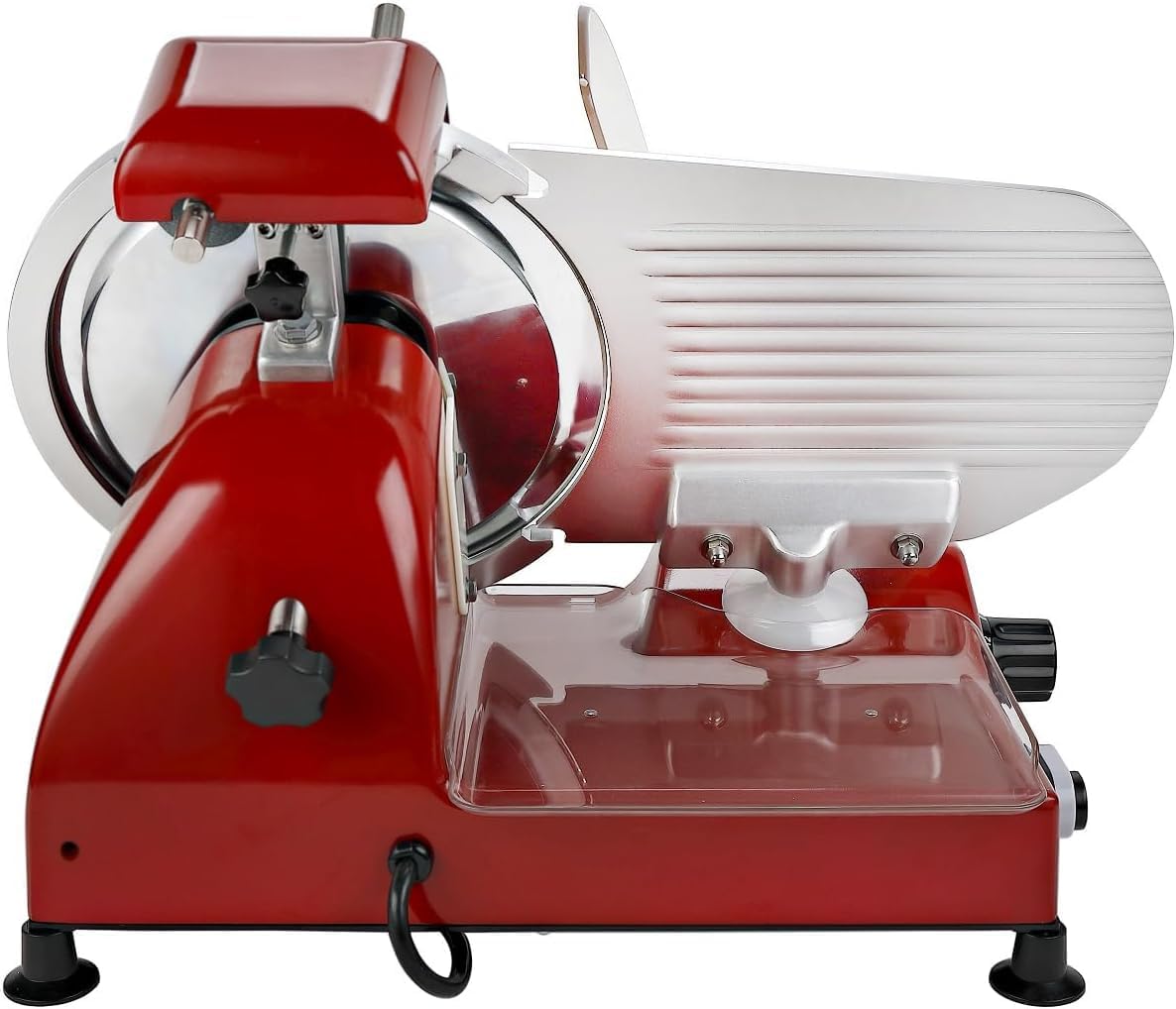 10" Premium Chromium-plated Steel Blade Electric Deli Meat Cheese Food Slicer with Serving Plate Commercial and for Home use 240W Classic Red
