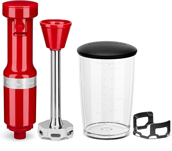 KitchenAid 9 Cup Food Processor - KFP0921 & Variable Speed Corded Hand Blender KHBV53, Empire Red