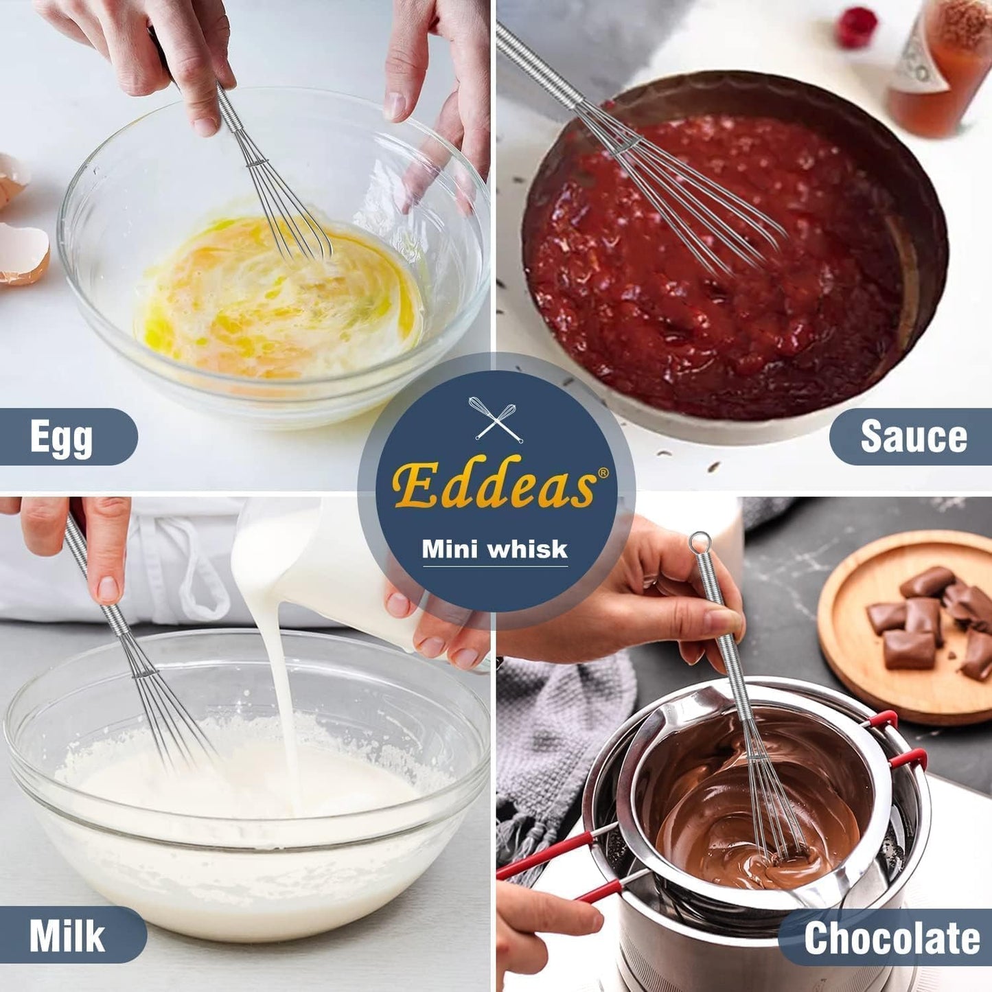 Silicone whisk, Non scratch coated whisk for cooking 7+9+11inch whisks and 3pcs 5+6+7inch 304 stainless steel small whisks, Suitable for Beating, Blending, great for cooking and baking.