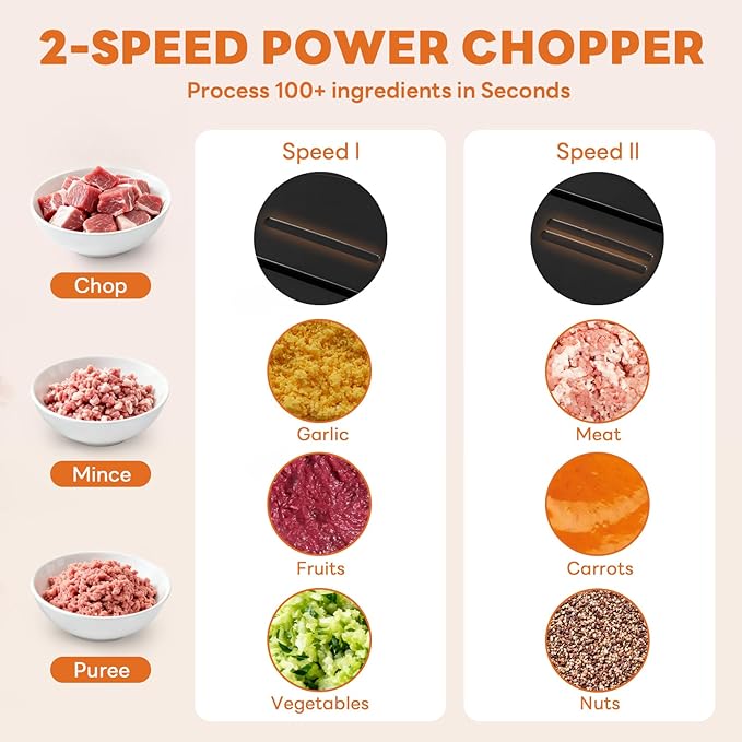 OLIXIS Electric Food Processor, 450W Meat Grinder & Vegetable Chopper with 2 Bowels for Home Use, Food Chopper with Double S-Blades for Vegetable, Onion, Garlic, Meat, Nuts