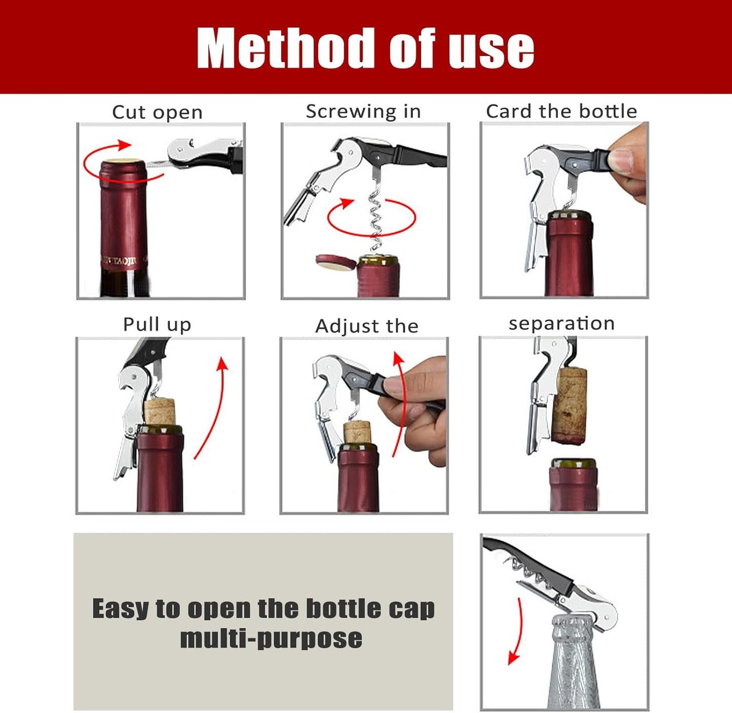 RECUTMS Corkscrew 12 Packs Wine Opener Wine Keys Bulk Stainless Steel Fold Beer or Bottle Opener Serrated Foil Cutter, Perfect for Bars Restaurants Family Company Party(Black)
