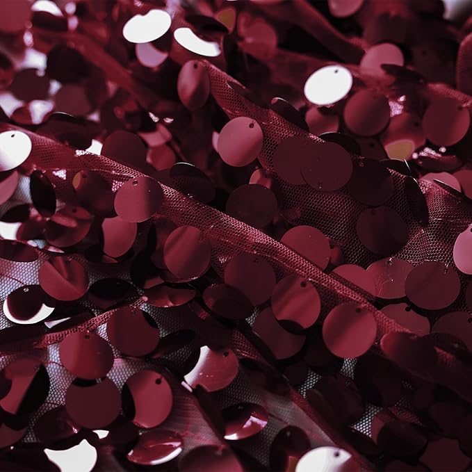 12 x 108 Inch Burgundy Sequin Table Runner Glitter Rectangle Big Sequin Table Runner for Wedding Party Birthday Christmas Halloween Decoration (1 Pack)