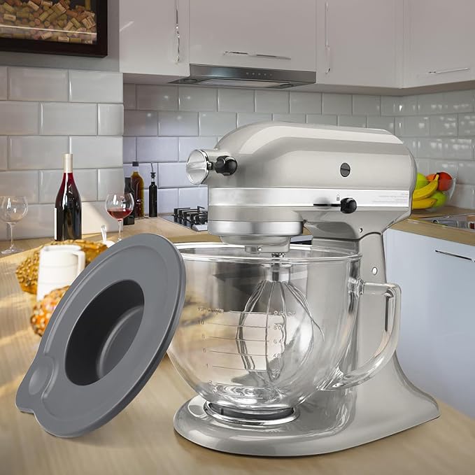MOLIGOU Glass Bowl Compatible with Kitchenaid 4.5 and 5 Quart Tilt-Head Stand Mixers, 5 qt Stand Mixer Bowl with Lid and Pour Spout