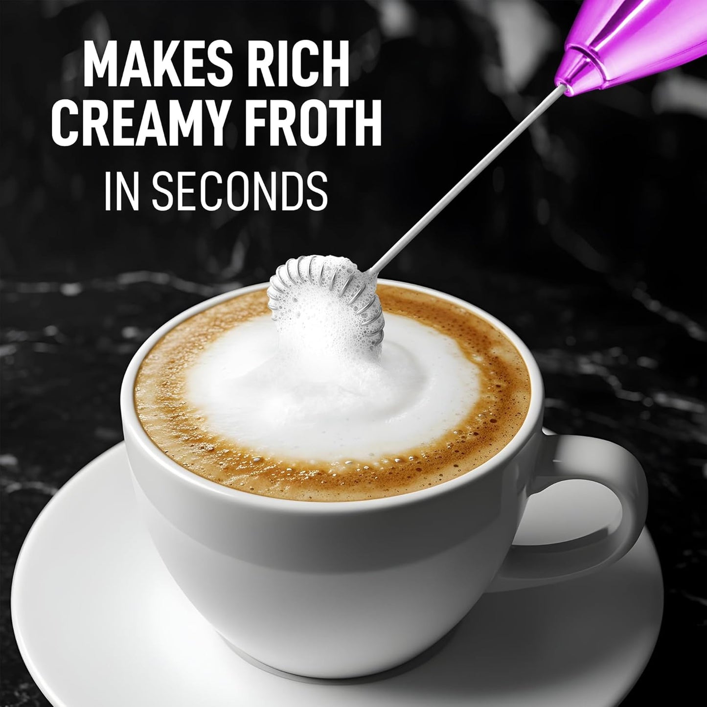 Zulay Kitchen Executive Series Milk Frother Wand - Upgraded & Improved Stand - Ideal Coffee Gift - Coffee Frother Handheld Foam Maker For Lattes - Electric Milk Frother Handheld For Cappuccino