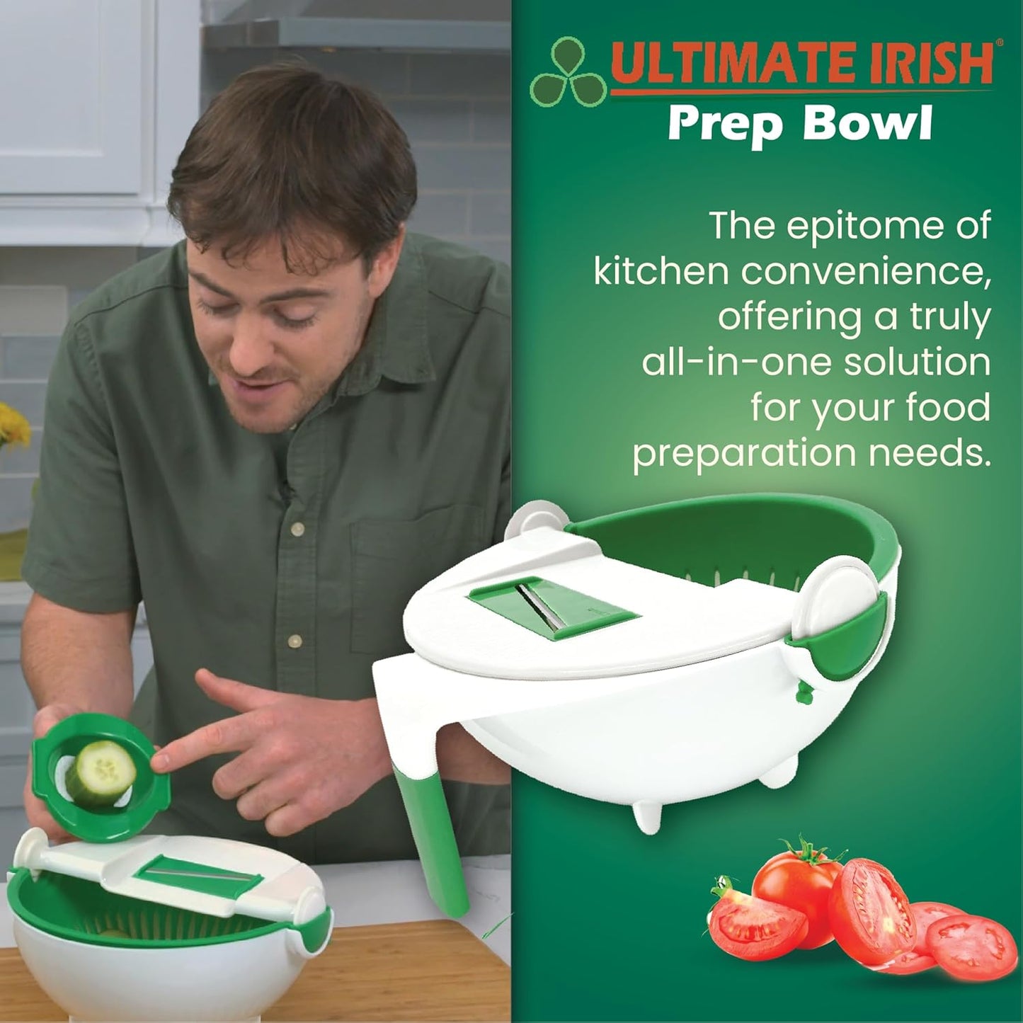 Prep Bowl – Ronnie Neville’s Original As Seen on TV Rinsing Bowl & Multi-Use Kitchen Tool to Shred, Slice, and Rinse, Vegetable & Salad Bowl