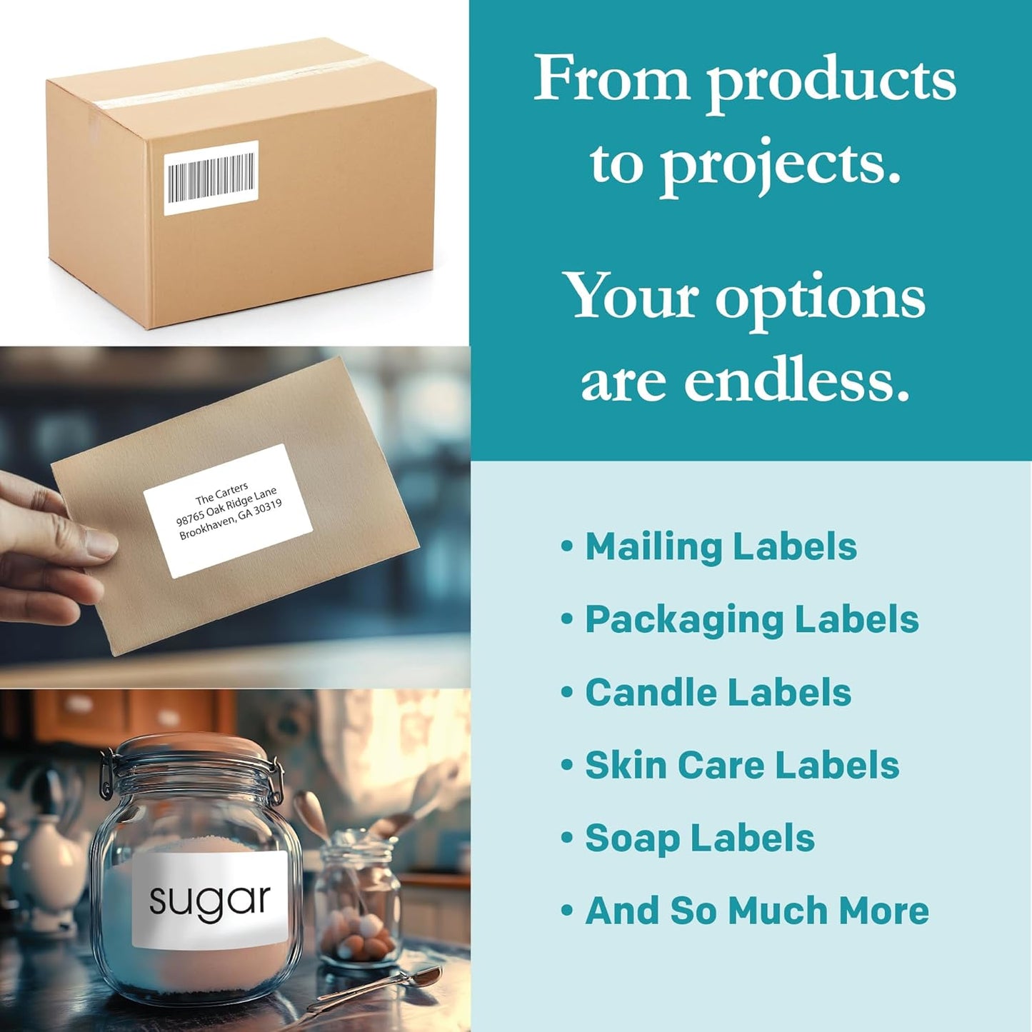 Premium Label Supply White Sticker Shipping/Mailing Labels – 4" x 2.5" – Laser/Inkjet Compatible – (8 per Sheet), 500 Sheets – 4,000 Total Adhesive Labels