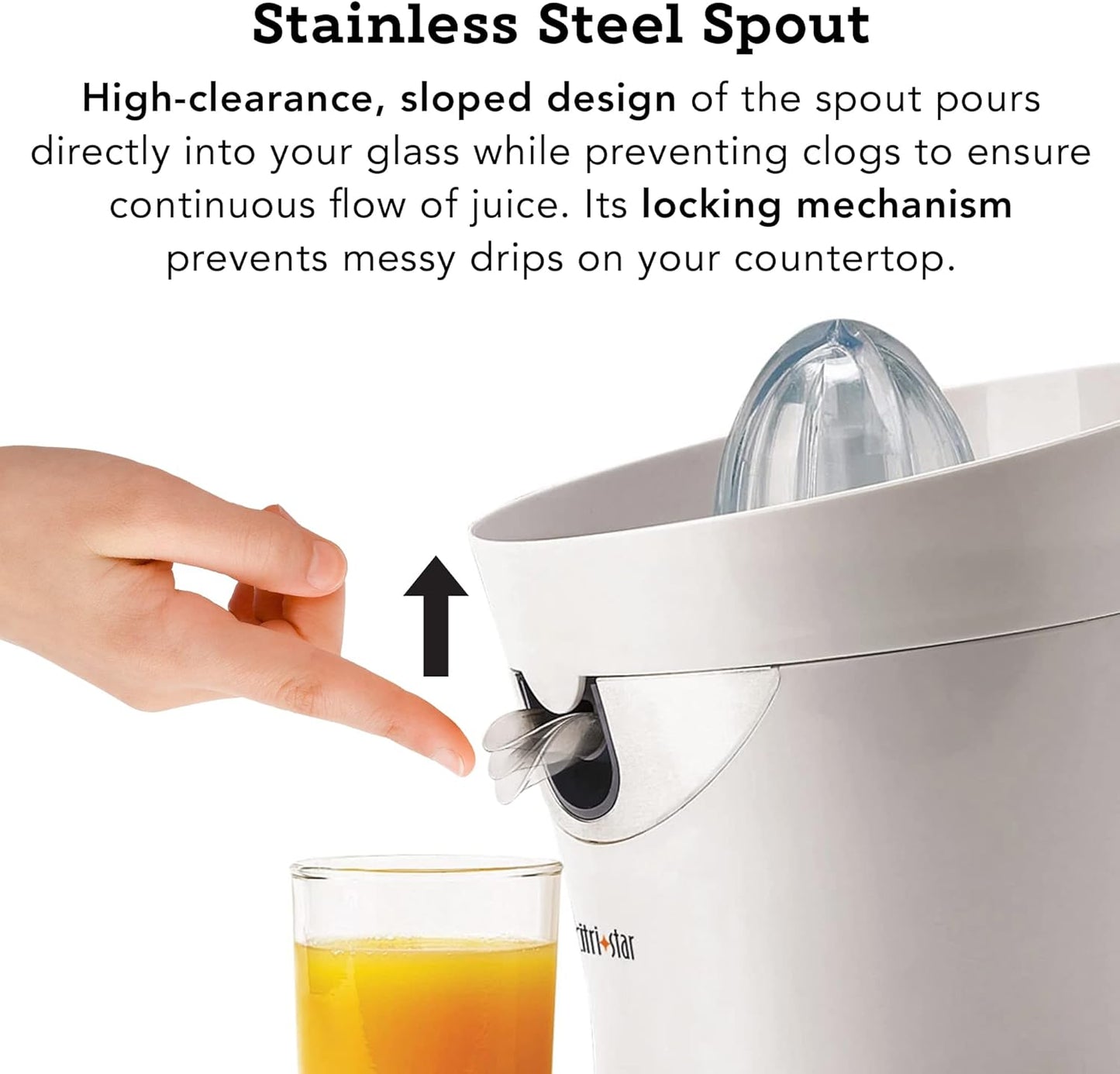 Tribest CitriStar CS-1000 Electric Citrus Juicer with Stainless Steel Strainer and Spout (White)
