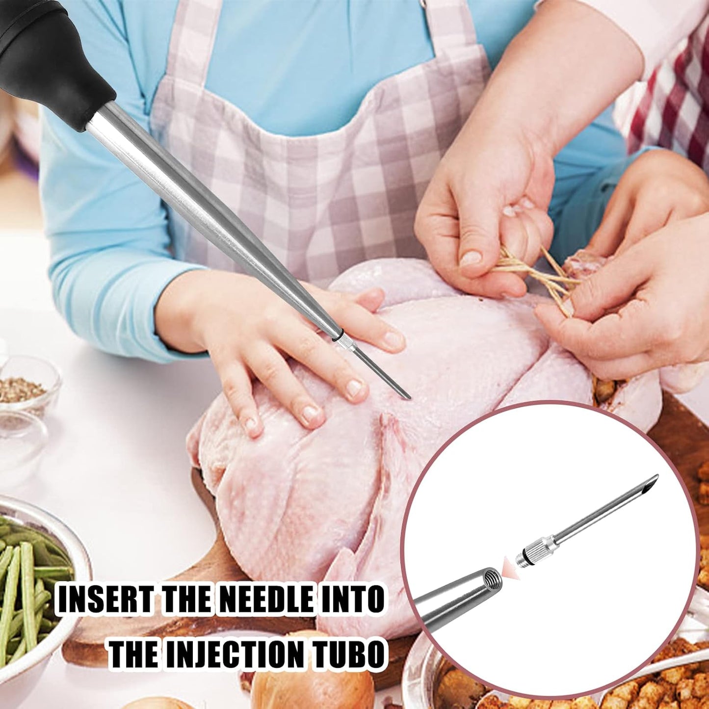 Stainless Steel Turkey Baster Baster Syringe for Cooking, Meat Injector Syringe