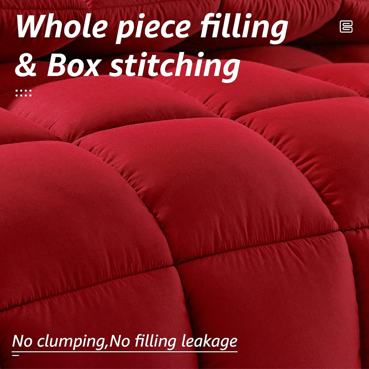 HYLEORY All Season Full Size Bed Comforter - Cooling Down Alternative Quilted Duvet Insert with Corner Tabs - Winter Warm - Machine Washable - Red