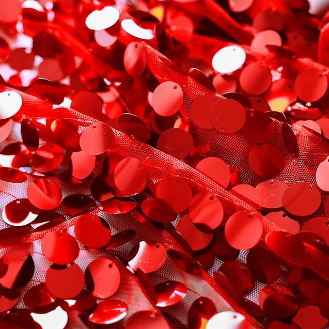 12 x 108 Inch Red Sequin Table Runner Glitter Rectangle Big Sequin Table Runner for Wedding Party Birthday Christmas Halloween Decoration (1 Pack)