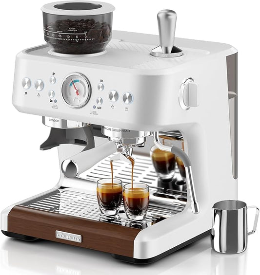 Espresso Machine, 58MM Professional Espresso Machine with Grinder Powerful Milk Frother Steam Wand 15 Bar Espresso Coffee Machine For Home Cappuccino & Latte Machine Stainless Steel