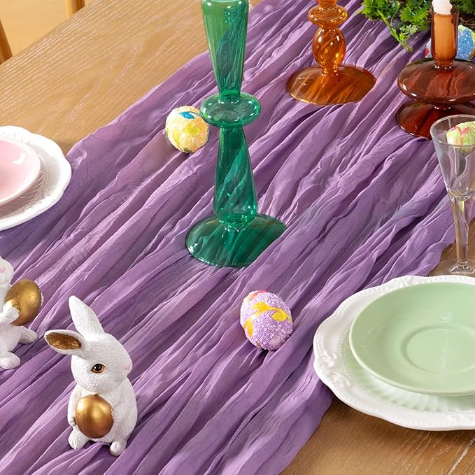 Lavender Purple Cheesecloth Table Runner 10 Pack Christmas Table Runners Boho Gauze 120 Inches Cheese Cloth Table Decor for Xmas Holiday Season Parties Wedding Bridal Baby Shower Birthday