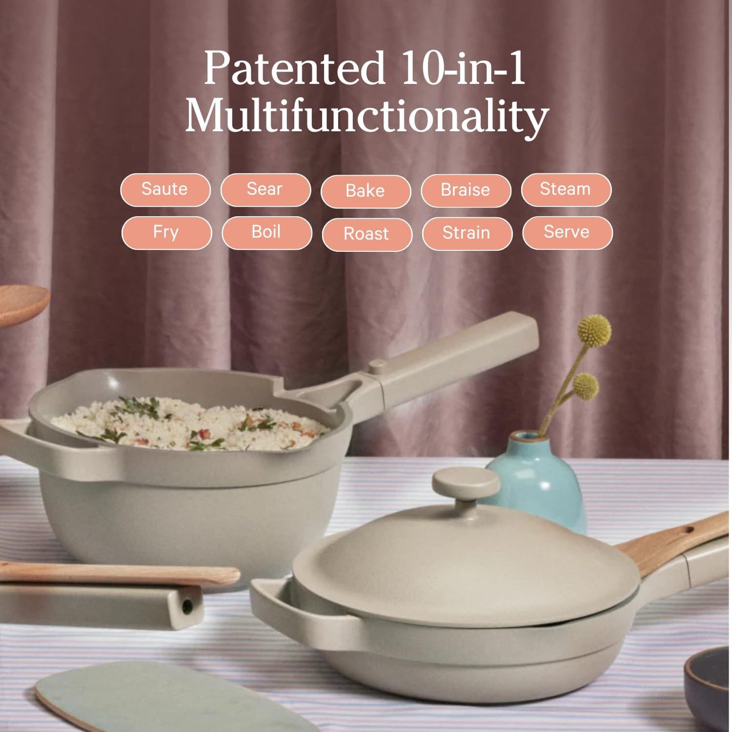 Our Place Mini Always Pan 2.0-8.5” (1.2 Qt) Nonstick, Toxin-Free Ceramic Cookware | Patented 10-in-1 Aluminum Frying & Sauté Pan | Safe for Oven, Induction & All Cooktops up to 450°F | Lavender