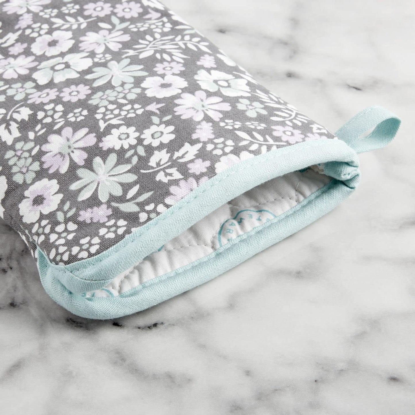 Martha Stewart Printed Oven Mitt Set, 7"x13", Ditsy Floral